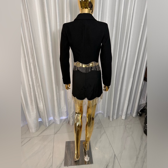 Crystal Fringe Blazer Jacket / Skirt set sz 0 - Picture 5 of 6